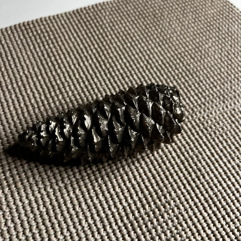 Vintage‎ Silver Tone Metal Pinecone Decorative Figurine Paperweight Rustic Decor